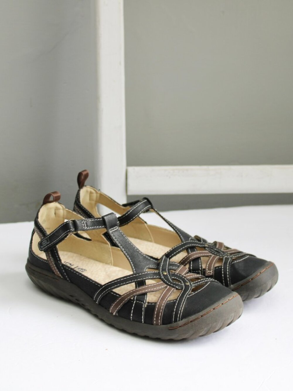 JBU by Jambu Dove Mary Jane Flats Black Earth Brown Womens Size 8.5
